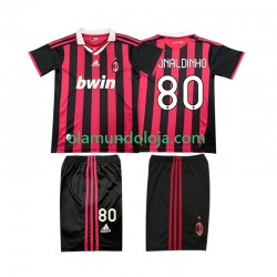 Camisola AC Milan RONALDINHO 80 2009 Retro Criança Equipamento Primeiro 2010 Manga Curta